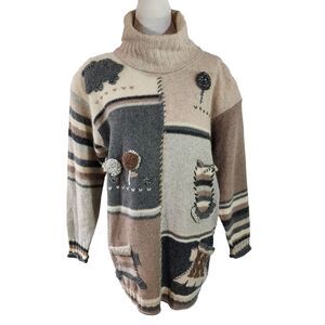 E.B Design Tunic Sweater Lambswool Angora Size XL Furry Turtleneck Pullover